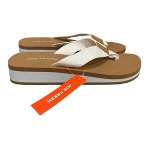 Joe Fresh Flip Flop Sandals Womens Size 6 Brown Wedge Platform Shoes Casual